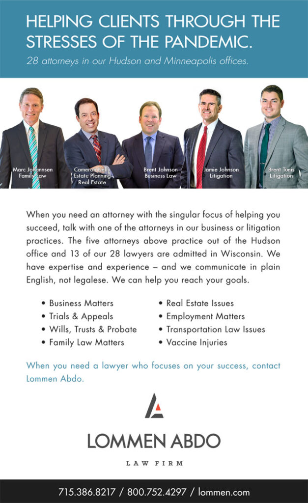 Lommen Abdo Law Firm's Ad in St. Croix Valley Magazine for 2020 Best of the St. Croix Valley